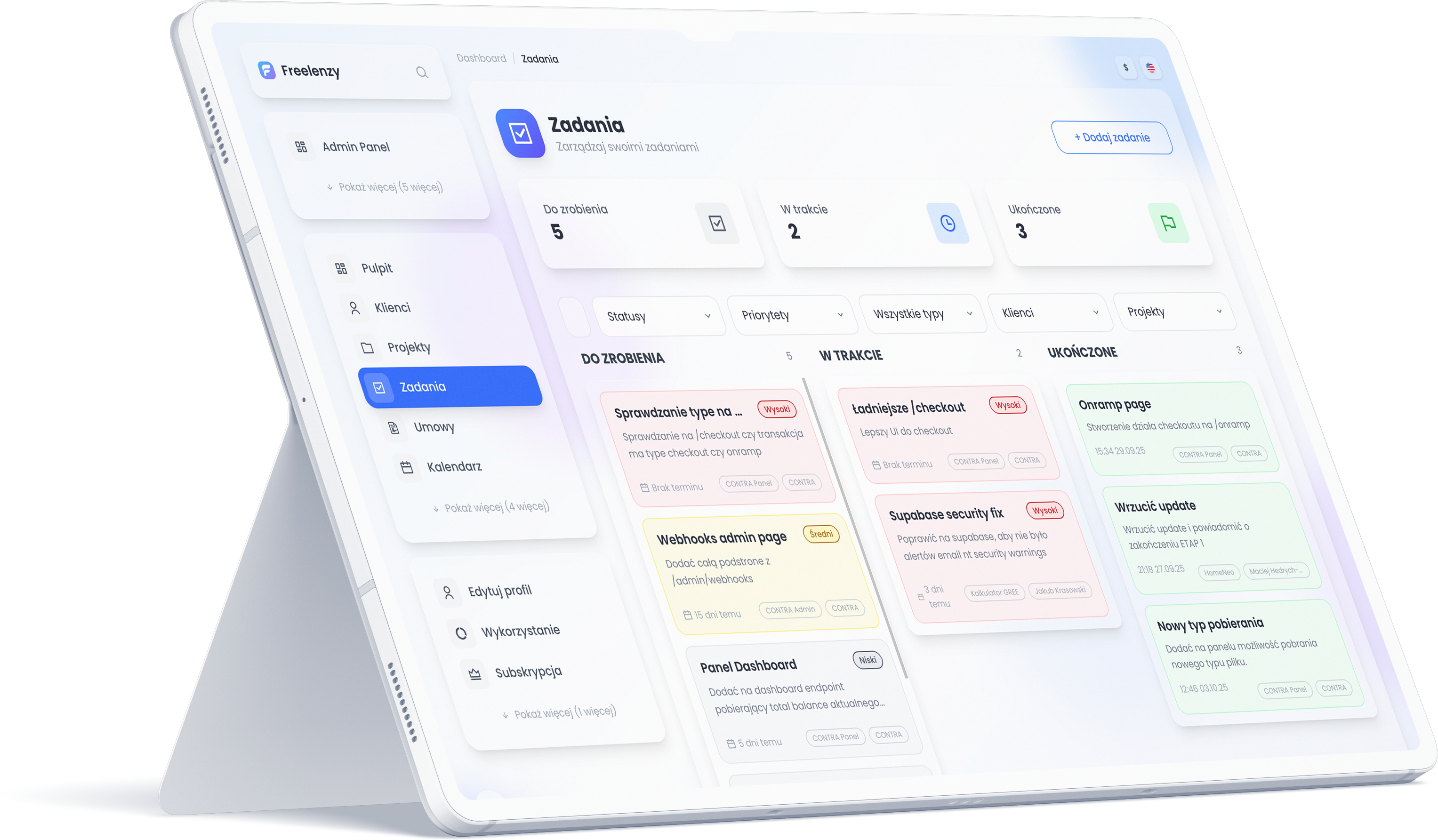 Client Management Dashboard Mockup